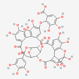 molecular formula C48H32O32 B1628353 2-[[1,14,15,18,19,20,34,35,39,39-Decahydroxy-2,5,10,23,31-pentaoxo-28-(3,4,5-trihydroxybenzoyl)oxy-6,9,24,27,30,40-hexaoxaoctacyclo[34.3.1.04,38.07,26.08,29.011,16.017,22.032,37]tetraconta-3,11,13,15,17,19,21,32,34,36-decaen-13-yl]oxy]-3,4,5-trihydroxybenzoic acid CAS No. 66421-47-4