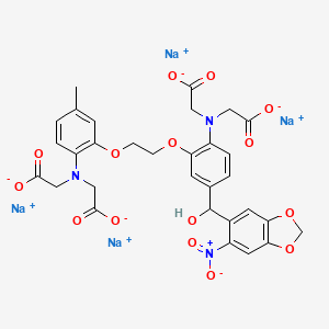 molecular formula C31H27N3Na4O15 B1628372 Tetrasodium;2-[2-[2-[2-[bis(carboxylatomethyl)amino]-5-[hydroxy-(6-nitro-1,3-benzodioxol-5-yl)methyl]phenoxy]ethoxy]-N-(carboxylatomethyl)-4-methylanilino]acetate CAS No. 208709-26-6