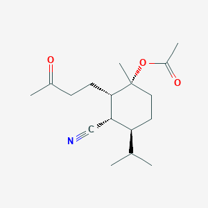 molecular formula C17H27NO3 B162866 [(1R,2S,3S,4S)-3-cyano-1-methyl-2-(3-oxobutyl)-4-propan-2-ylcyclohexyl] acetate CAS No. 131447-90-0
