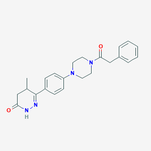 molecular formula C23H26N4O2 B162883 6-(alpha-Phenylacetylpiperazinyl)phenyl-5-methyl-4,5-dihydro-3(2H)-pyridazinone CAS No. 133510-11-9