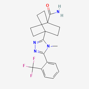 molecular formula C19H21F3N4O B1629352 4-(4-Methyl-5-(2-(trifluoromethyl)phenyl)-4H-1,2,4-triazol-3-yl)bicyclo[2.2.2]octane-1-carboxamide CAS No. 719274-83-6