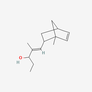 molecular formula C14H22O B1629356 2-Methyl-1-(1-methylbicyclo(2.2.1)hept-5-en-2-yl)pent-1-en-3-ol CAS No. 85232-76-4