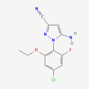 molecular formula C12H10ClFN4O B1629384 5-Amino-1-(4-chloro-2-ethoxy-6-fluorophenyl)-1H-pyrazole-3-carbonitrile CAS No. 99479-46-6