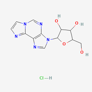 molecular formula C12H14ClN5O4 B1629444 2-(Hydroxymethyl)-5-imidazo[2,1-f]purin-3-yloxolane-3,4-diol;hydrochloride CAS No. 36207-54-2