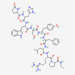 5-Oxoprolylhistidyltryptophylseryltyrosylphenylalanylleucyl-N~5~-(diaminomethylidene)ornithyl-N-ethylprolinamide