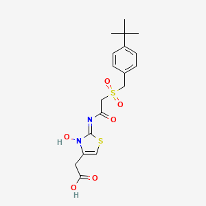 2-(2-((2-((4-(tert-Butyl)benzyl)sulfonyl)acetyl)imino)-3-hydroxy-2,3-dihydrothiazol-4-yl)acetic acid