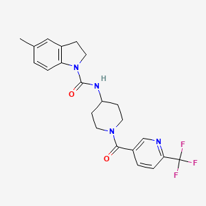 5-methyl-N-[1-[6-(trifluoromethyl)pyridine-3-carbonyl]piperidin-4-yl]-2,3-dihydroindole-1-carboxamide
