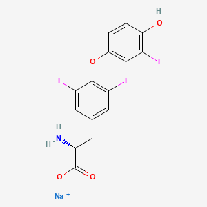 molecular formula C15H11I3NNaO4 B1630017 Sodium O-(4-hydroxy-3-iodophenyl)-3,5-diiodo-D-tyrosinate CAS No. 41670-36-4