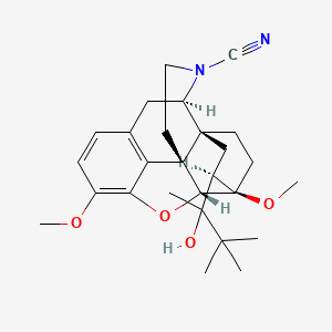 molecular formula C27H36N2O4 B1630169 (1S,2S,6R,14R,15R,16R)-16-(2-Hydroxy-3,3-dimethylbutan-2-yl)-11,15-dimethoxy-13-oxa-5-azahexacyclo[13.2.2.12,8.01,6.02,14.012,20]icosa-8(20),9,11-triene-5-carbonitrile CAS No. 16614-60-1