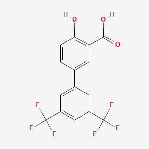 molecular formula C15H8F6O3 B1630277 [1,1'-Biphenyl]-3-carboxylic acid, 4-hydroxy-3',5'-bis(trifluoromethyl)- CAS No. 893638-28-3