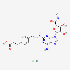 3-[4-[2-[[6-amino-9-[(2R,4R,5S)-5-(ethylcarbamoyl)-3,4-dihydroxyoxolan-2-yl]purin-2-yl]amino]ethyl]phenyl]propanoic acid;hydrochloride