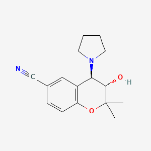 molecular formula C16H20N2O2 B1631620 (3S,4R)-3-hydroxy-2,2-dimethyl-4-pyrrolidin-1-yl-3,4-dihydrochromene-6-carbonitrile 