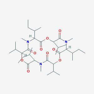 molecular formula C36H63N3O9 B1631629 3,9,15-tri(butan-2-yl)-4,10,16-trimethyl-6,12,18-tri(propan-2-yl)-1,7,13-trioxa-4,10,16-triazacyclooctadecane-2,5,8,11,14,17-hexone 