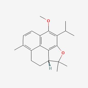 molecular formula C21H26O2 B1631998 (1R)-9-methoxy-5,13,13-trimethyl-10-propan-2-yl-12-oxatetracyclo[6.5.2.04,15.011,14]pentadeca-4,6,8(15),9,11(14)-pentaene 
