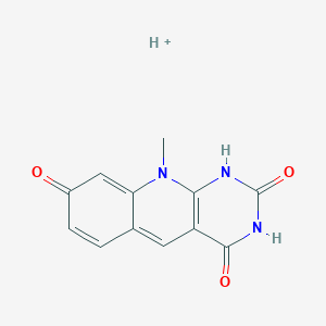molecular formula C12H10N3O3+ B163266 hydron;10-methyl-1H-pyrimido[4,5-b]quinoline-2,4,8-trione CAS No. 133826-05-8