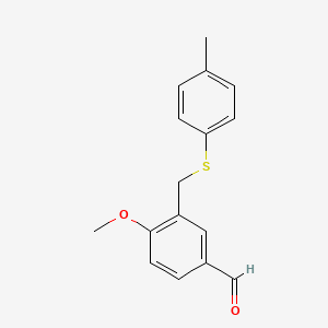 4-Methoxy-3-{[(4-methylphenyl)thio]methyl}benzaldehyde