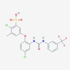molecular formula C21H15Cl2F3N2O5S B1633084 2-Chloro-5-(4-chloro-2-(3-(3-(trifluoromethyl)phenyl)ureido)phenoxy)-3-methylbenzenesulfonic acid 