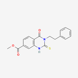 molecular formula C18H16N2O3S B1633427 Methyl 4-oxo-3-(2-phenylethyl)-2-sulfanyl-3,4-dihydroquinazoline-7-carboxylate 
