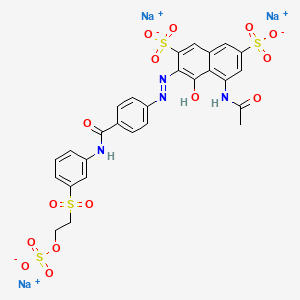 Trisodium 5-(acetylamino)-4-hydroxy-3-((4-(((3-((2-(sulphonatooxy)ethyl)sulphonyl)phenyl)amino)carbonyl)phenyl)azo)naphthalene-2,7-disulphonate