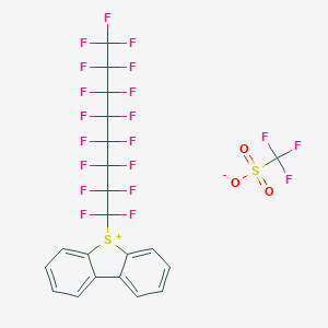 molecular formula C21H8F20O3S2 B163381 5-(1,1,2,2,3,3,4,4,5,5,6,6,7,7,8,8,8-Heptadecafluorooctyl)dibenzothiophen-5-ium;trifluoromethanesulfonate CAS No. 131916-06-8