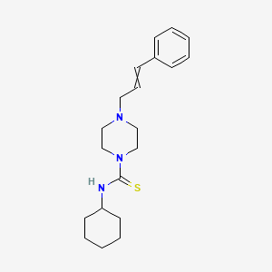 (Cyclohexylamino)(4-(3-phenylprop-2-enyl)piperazinyl)methane-1-thione