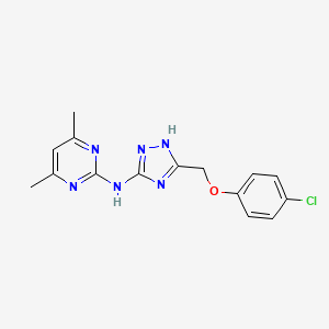 molecular formula C15H15ClN6O B1634162 N-{5-[(4-chlorophenoxy)methyl]-1H-1,2,4-triazol-3-yl}-4,6-dimethylpyrimidin-2-amine 