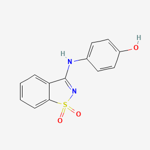 B1634682 4-[(1,1-Dioxido-1,2-benzisothiazol-3-yl)amino]phenol CAS No. 296790-99-3