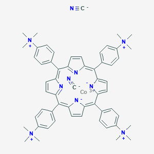 molecular formula C58H60CoN10+3 B163494 Dicyano-cobalt(III)-tetrakis(4-(trimethylammonio)phenyl)porphyrin CAS No. 129232-36-6