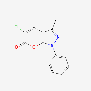 molecular formula C14H11ClN2O2 B1635368 5-Chloro-3,4-dimethyl-1-phenylpyrano[2,3-c]pyrazol-6-one 