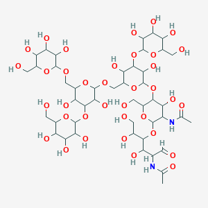 N-[2-(5-acetamido-1,2,4-trihydroxy-6-oxohexan-3-yl)oxy-5-[6-[[3,5-dihydroxy-4-[3,4,5-trihydroxy-6-(hydroxymethyl)oxan-2-yl]oxy-6-[[3,4,5-trihydroxy-6-(hydroxymethyl)oxan-2-yl]oxymethyl]oxan-2-yl]oxymethyl]-3,5-dihydroxy-4-[3,4,5-trihydroxy-6-(hydroxymethyl)oxan-2-yl]oxyoxan-2-yl]oxy-4-hydroxy-6-(hydroxymethyl)oxan-3-yl]acetamide
