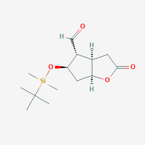 molecular formula C14H21O4Si B163712 (3aR,4R,5R,6aS)-5-(tert-butyldimethylsilyloxy)-2-oxohexahydro-2H-cyclopenta[b]furan-4-carbaldehyde CAS No. 64091-14-1