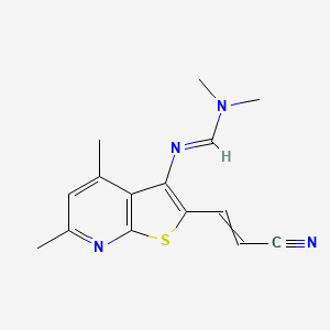 molecular formula C15H16N4S B1637234 N'-[2-(2-cyanoethenyl)-4,6-dimethylthieno[2,3-b]pyridin-3-yl]-N,N-dimethylmethanimidamide 