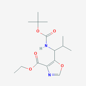 molecular formula C15H24N2O5 B1637476 Ethyl 5-[2-methyl-1-[(2-methylpropan-2-yl)oxycarbonylamino]propyl]-1,3-oxazole-4-carboxylate 