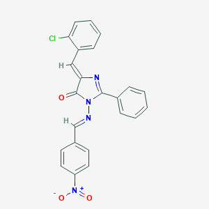B163832 4-(o-Chlorobenzylidene)-1-((p-nitrobenzylidene)amino)-2-phenyl-2-imidazolin-5-one CAS No. 126293-35-4