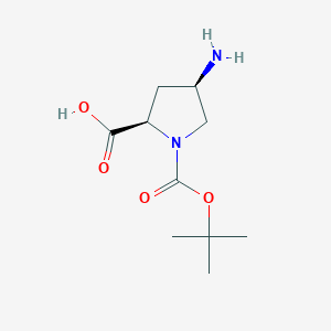 molecular formula C10H18N2O4 B163844 (2R,4R)-1-Boc-4-Aminopyrrolidine-2-carboxylic acid CAS No. 132622-98-1