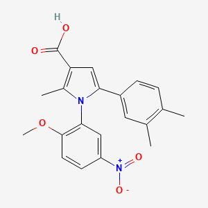 molecular formula C21H20N2O5 B1638456 5-(3,4-dimethylphenyl)-1-(2-methoxy-5-nitrophenyl)-2-methyl-1H-pyrrole-3-carboxylic acid CAS No. 881041-27-6