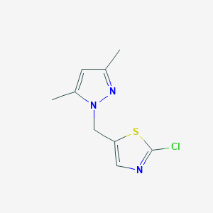 molecular formula C9H10ClN3S B1638495 2-Chloro-5-[(3,5-dimethyl-1H-pyrazol-1-yl)methyl]-1,3-thiazole CAS No. 477713-52-3