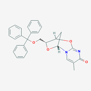 molecular formula C₂₉H₂₆N₂O₄ B016387 (2R,3R,5R)-8-Methyl-3-((trityloxy)methyl)-2,3-dihydro-2,5-methanopyrimido[2,1-b][1,5,3]dioxazepin-9(5H)-one CAS No. 25442-42-6