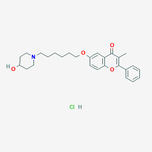 molecular formula C27H34ClNO4 B163890 6-(6-(4-Hydroxypiperidinyl)hexyloxy)-3-methylflavone hydrochloride CAS No. 139652-86-1