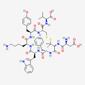 (2S)-2-[[(4R,7S,10S,13S,16S,19R)-10-(4-Aminobutyl)-19-[[(2S)-2-amino-3-carboxypropanoyl]amino]-16-benzyl-7-[(4-hydroxyphenyl)methyl]-13-(1H-indol-3-ylmethyl)-20,20-dimethyl-6,9,12,15,18-pentaoxo-1,2-dithia-5,8,11,14,17-pentazacycloicosane-4-carbonyl]amino]-3-methylbutanoic acid