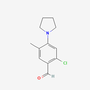 molecular formula C12H14ClNO B1639500 2-Chloro-5-methyl-4-pyrrolidin-1-yl-benzaldehyde 