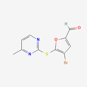 molecular formula C10H7BrN2O2S B1639588 4-Bromo-5-((4-methylpyrimidin-2-yl)thio)furan-2-carbaldehyde 