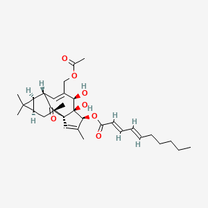 B1640341 [(1S,4S,5S,6R,9S,10R,12R,14R)-7-(Acetyloxymethyl)-5,6-dihydroxy-3,11,11,14-tetramethyl-15-oxo-4-tetracyclo[7.5.1.01,5.010,12]pentadeca-2,7-dienyl] (2E,4E)-deca-2,4-dienoate CAS No. 466663-12-7