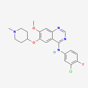 molecular formula C21H22ClFN4O2 B1641310 N-(3-Chloro-4-fluorophenyl)-7-methoxy-6-((1-methylpiperidin-4-yl)oxy)quinazolin-4-amine 