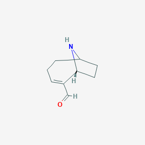 molecular formula C9H13NO B164148 (6R)-9-Azabicyclo(4.2.1)non-4-ene-5-carbaldehyde CAS No. 125736-21-2