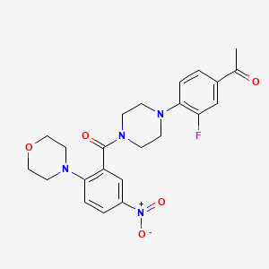 molecular formula C23H25FN4O5 B1641622 Ethanone, 1-[3-fluoro-4-[4-[2-(4-morpholinyl)-5-nitrobenzoyl]-1-piperazinyl]phenyl]- 