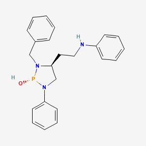 molecular formula C23H26N3OP B1641636 N-[2-[(2R,4S)-3-benzyl-2-hydroxy-1-phenyl-1,3,2-diazaphospholidin-4-yl]ethyl]aniline 