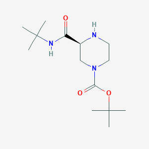 molecular formula C14H27N3O3 B016426 (s)-Tert-butyl 3-(tert-butylcarbamoyl)piperazine-1-carboxylate CAS No. 150323-35-6