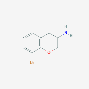 molecular formula C9H11BrClNO B164289 8-Bromo-3,4-dihydro-2H-1-benzopyran-3-amine CAS No. 133118-82-8
