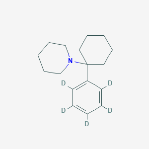 molecular formula C17H26ClN B164316 PCP-D5 (Phencyclidine-D5) solution, 1.0 mg/mL in methanol, ampule of 1 mL, certified reference material CAS No. 60124-79-0
